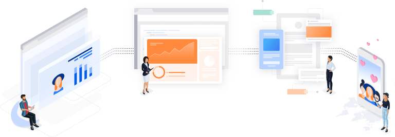 Stylized illustration of people connecting using Clevertap technology 